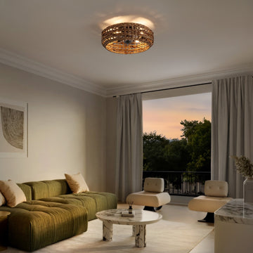 Archer 20.25" 4-Light Coastal Bohemian 6-Speed Metal/Seagrass Mobile-App/Remote-Controlled Lantern LED Ceiling Fan - JONATHAN Y